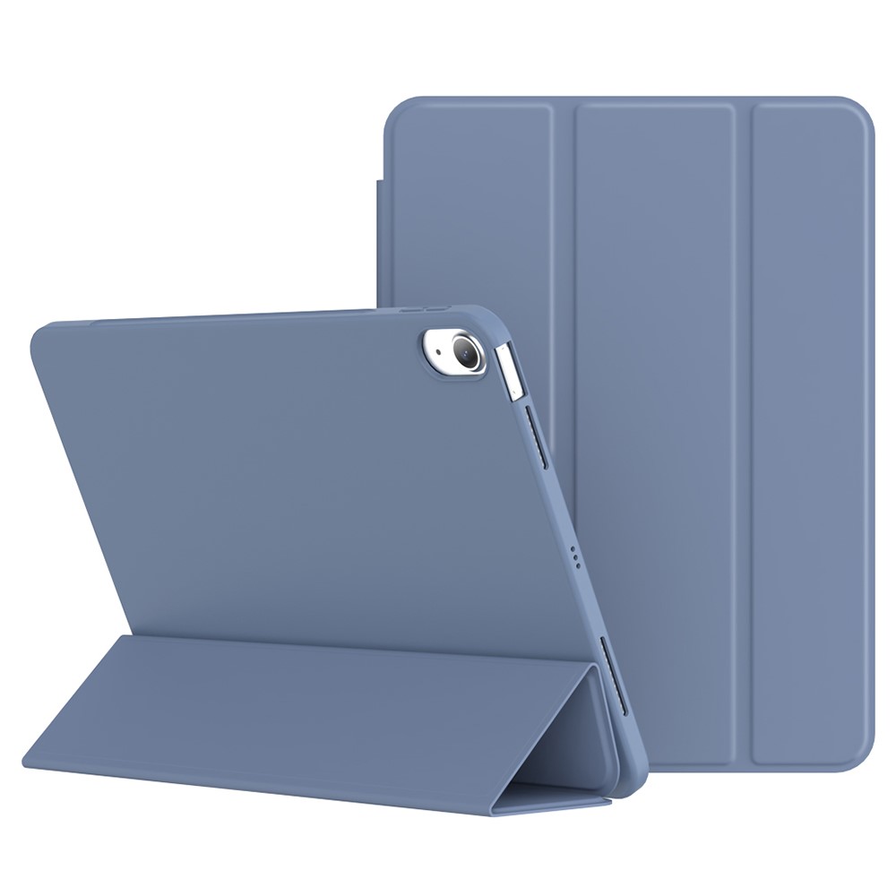 For iPad (2025) / 10.9 (2022) Tri-Fold Stand Tablet Case Leather+TPU Cover - Lavender Grey