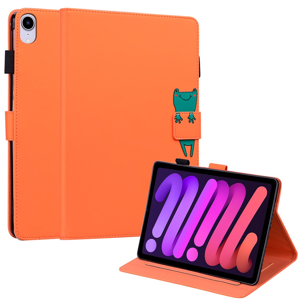 PU Leather Case for iPad mini (2024) / mini (2021) Tablet Cover with Stand Card Slots - Orange