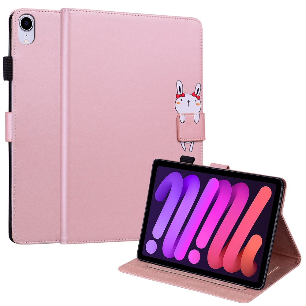 PU Leather Case for iPad mini (2024) / mini (2021) Tablet Cover with Stand Card Slots - Rose Gold