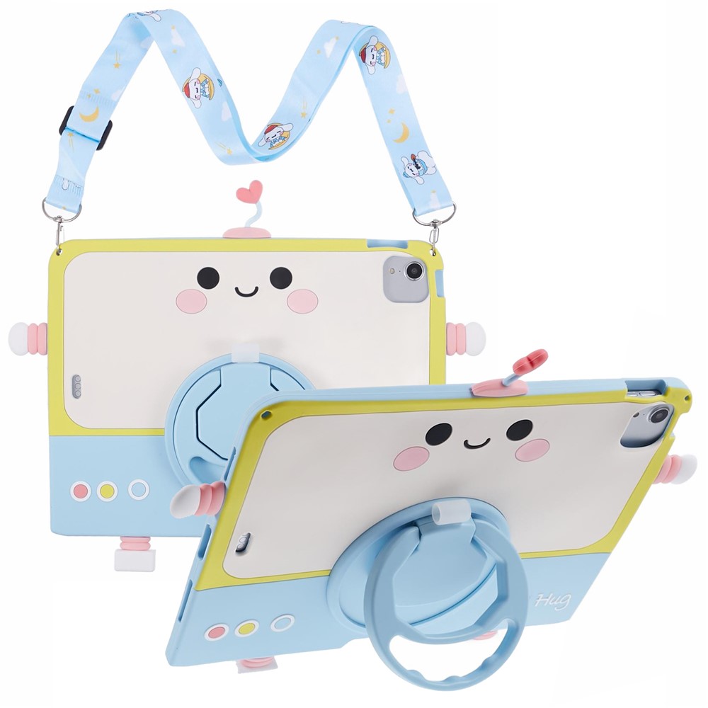 For iPad Air (2020) / (2022) / iPad Pro 11 (2020) / (2021) / (2022) Silicone Case Kickstand Tablet Cover with Lanyard