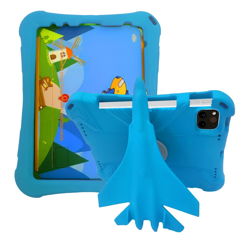 For iPad (2025) / 10.9 (2022) / Air (2020) / (2022) / iPad Pro 11 (2020) / (2021) / (2022) EVA Case Airplane Style Kickstand - Blue