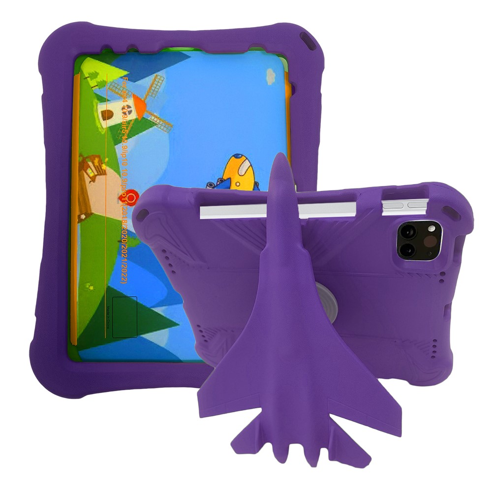 For iPad (2025) / 10.9 (2022) / Air (2020) / (2022) / iPad Pro 11 (2020) / (2021) / (2022) EVA Case Airplane Style Kickstand - Purple