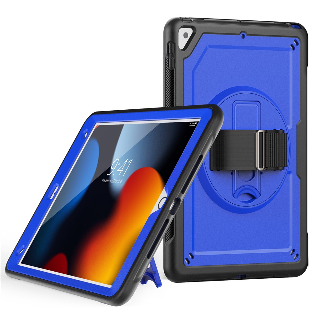 For iPad 10.2 (2019) / (2020) / (2021) / iPad Pro 10.5-inch (2017) / iPad Air 10.5 inch (2019) Case Hand Strap Tablet Cover - Dark Blue