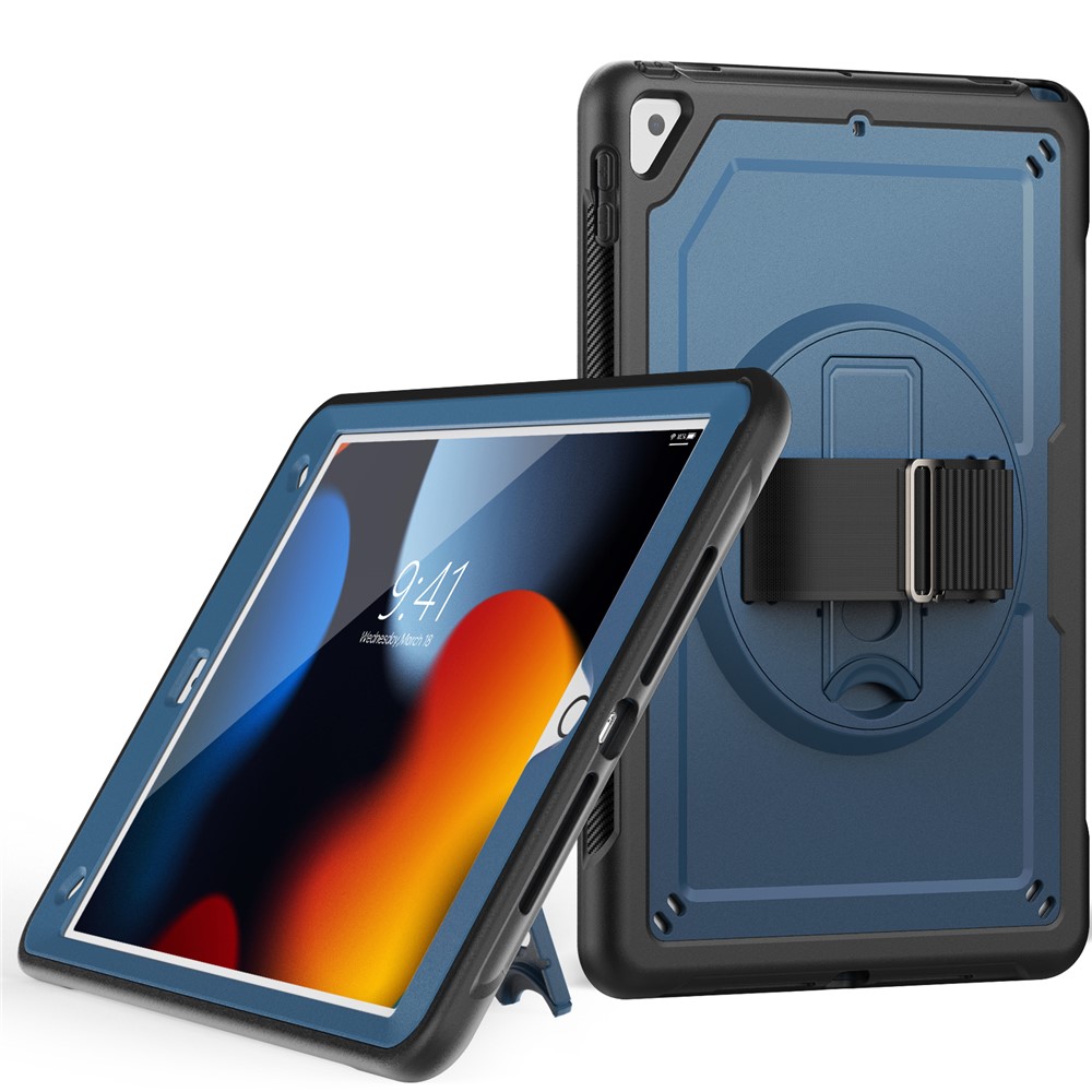 For iPad 10.2 (2019) / (2020) / (2021) / iPad Pro 10.5-inch (2017) / iPad Air 10.5 inch (2019) Case Hand Strap Tablet Cover - Navy Blue