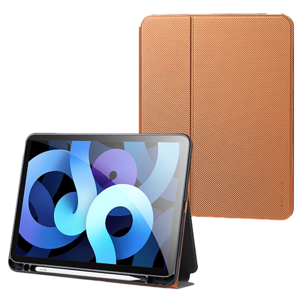 X-LEVEL For iPad Air (2020) / (2022) Case PU Leather+TPU Tablet Cover with Tri-Fold Stand - Orange