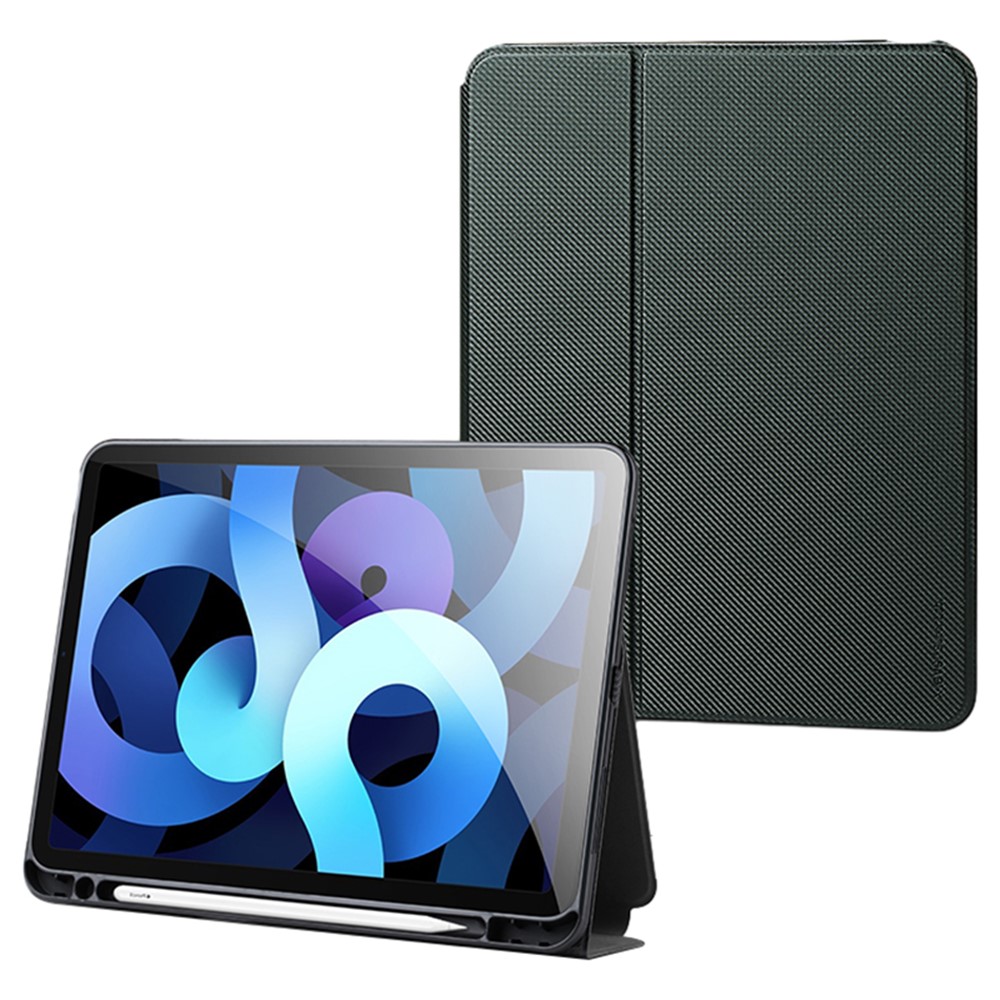 X-LEVEL For iPad Air (2020) / (2022) Case PU Leather+TPU Tablet Cover with Tri-Fold Stand - Army Green