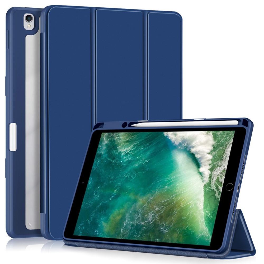 Case for iPad 10.2 (2019) / (2020) / (2021) / iPad Pro 10.5-inch (2017) / Air 10.5 inch (2019) Tri-fold Stand Leather Cover - Blue