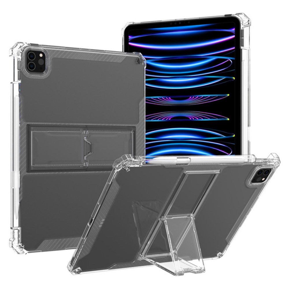 For iPad Pro 12.9 (2022) / (2021) / (2020) / (2018) Case Drop-proof PC Kickstand TPU Tablet Cover