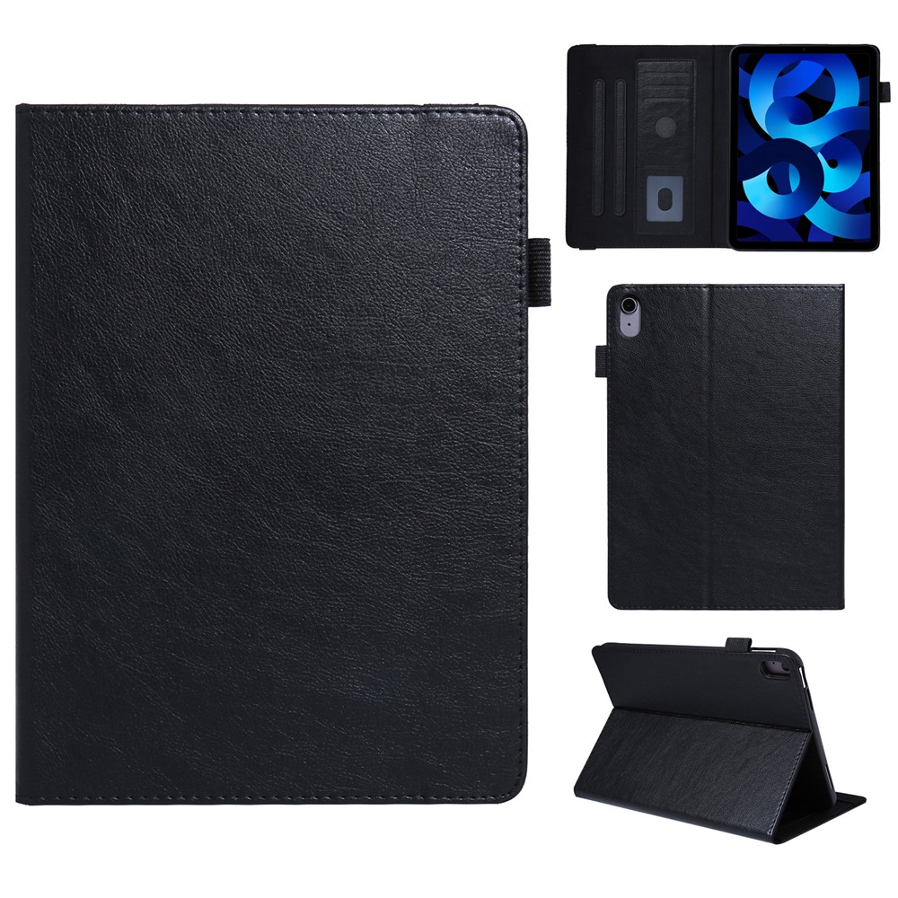 For iPad (2025) / 10.9 (2022) Shockproof Case Card Slots Tablet Leather Flip Cover with Pens Holder - Blue