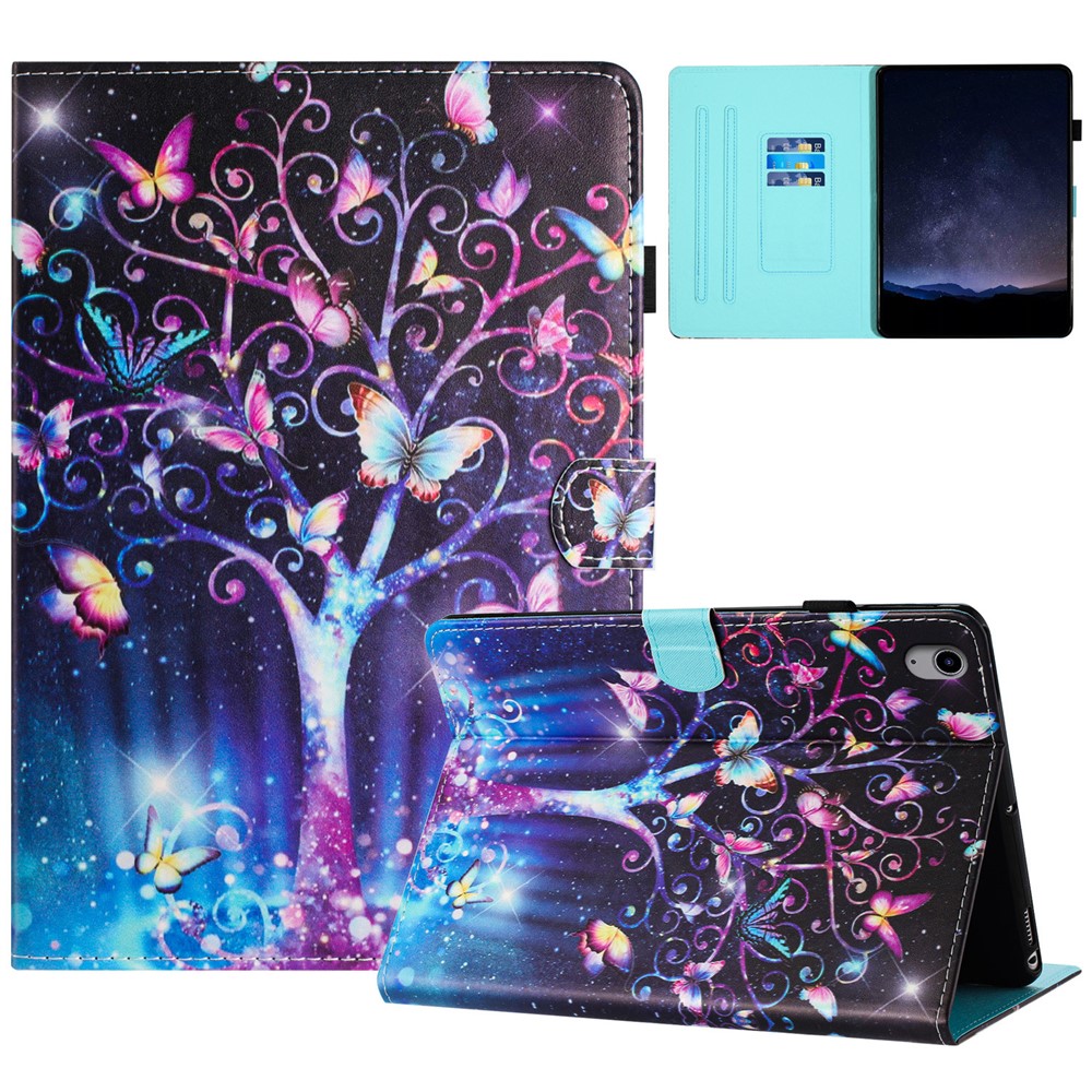 For iPad (2025) / 10.9 (2022) Case Pattern Printing Full Protection PU Leather Stand Tablet Cover - Meteor Butterfly