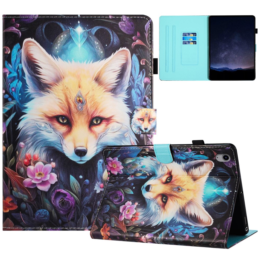 For iPad (2025) / 10.9 (2022) Case Pattern Printing Full Protection PU Leather Stand Tablet Cover - Fox