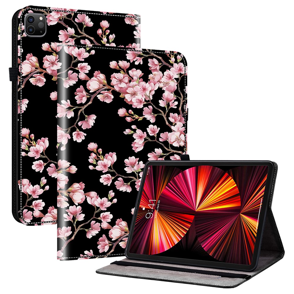 For iPad Pro 12.9 (2020) (2021) (2022) Wholesale Tablet Case Pattern Card Holder Protection Cover - Plum Blossom