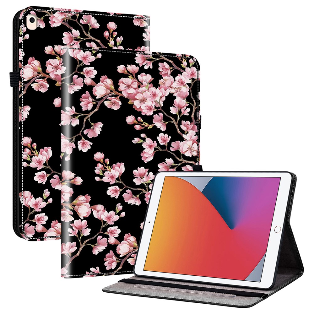 For iPad 10.2 (2021) / (2020) / (2019) Flip Case Pattern Printing Tablet Cover with Card Holder - Plum Blossom