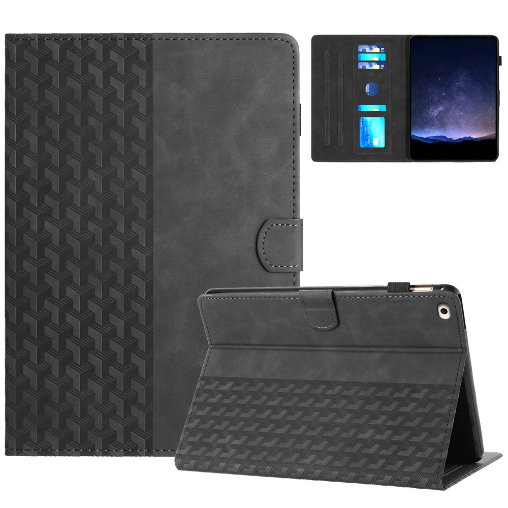 For iPad 9.7 (2017) / (2018) Anti-Scratch Building Blocks Imprinted Tablet Cover - Black
