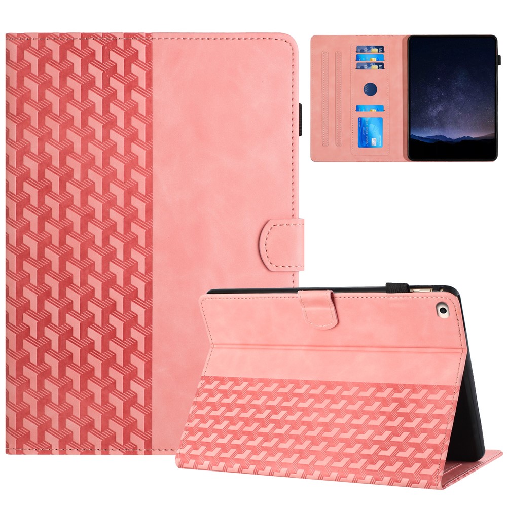 For iPad 9.7 (2017) / (2018) Anti-Scratch Building Blocks Imprinted Tablet Cover - Pink
