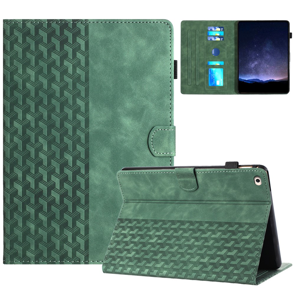 For iPad 9.7 (2017) / (2018) Anti-Scratch Building Blocks Imprinted Tablet Cover - Green