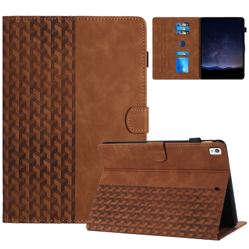 For iPad 10.2 (2021) (2019)  (2020)  /  Pro 10.5-Inch (2017)  /  Air 10.5 Inch (2019) Building Blocks Imprinted Flip Cover - Brown