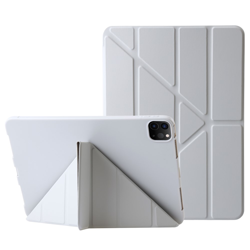 For iPad Pro 11 (2025) / 11 (2024) Case Origami Stand PU Leather+Silicone Cover with Auto Sleep / Wake - Grey