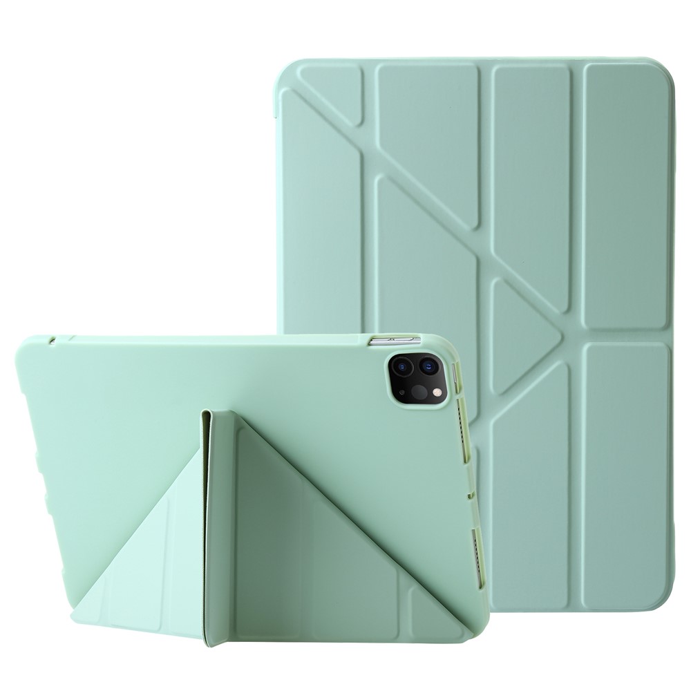 For iPad Pro 11 (2025) / 11 (2024) Case Origami Stand PU Leather+Silicone Cover with Auto Sleep / Wake - Green