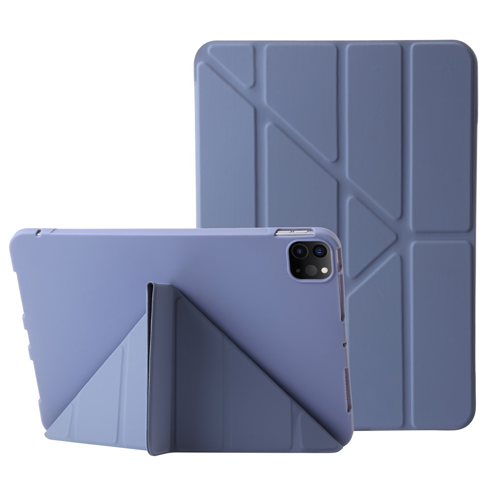 For iPad Pro 13 (2025) / 13 (2024) Case Origami Stand Auto Sleep / Wake PU Leather+Silicone Tablet Cover - Purple