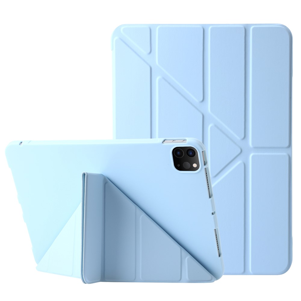 For iPad Pro 13 (2025) / 13 (2024) Case Origami Stand Auto Sleep / Wake PU Leather+Silicone Tablet Cover - Baby Blue