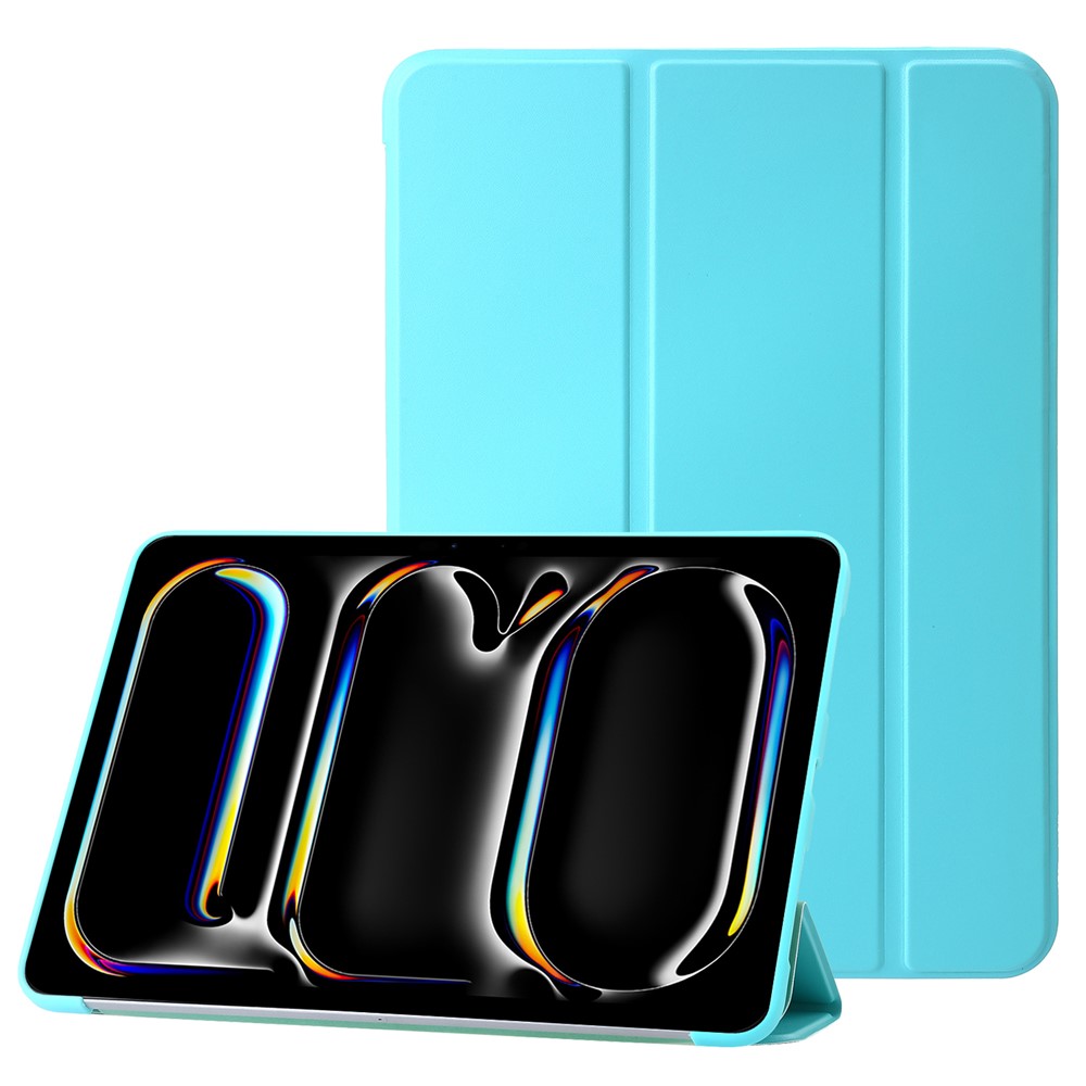 For iPad Pro 13 (2025) / 13 (2024) Case Tri-Fold Stand Leather+Silicone Tablet Cover - Sky Blue