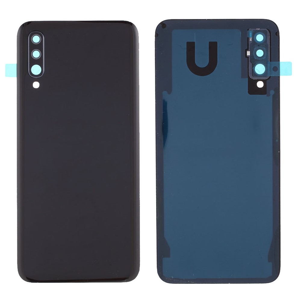 Back Battery Housing with Camera Ring Lens Cover Part (without Logo) for Samsung Galaxy A50 - Black-1