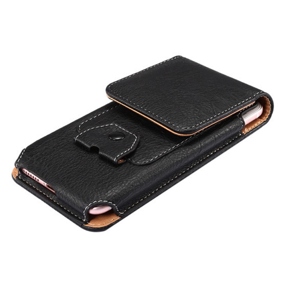 PU Leather Cellphone Holster Case Vertical Belt Waist Pouch Bag with Hook for 5.5-inch Phone - Black-5