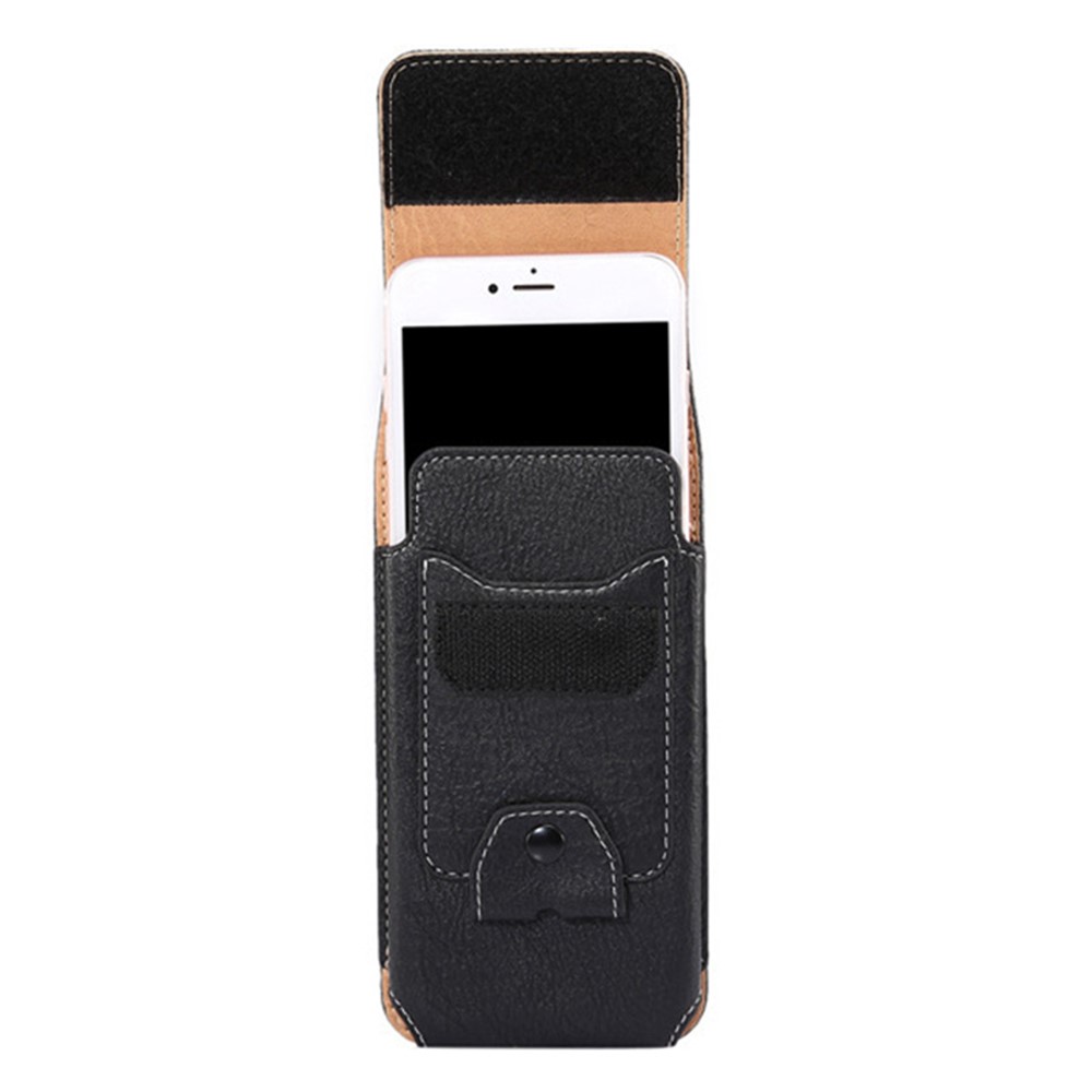 PU Leather Cellphone Holster Case Vertical Belt Waist Pouch Bag with Hook for 5.5-inch Phone - Black-8