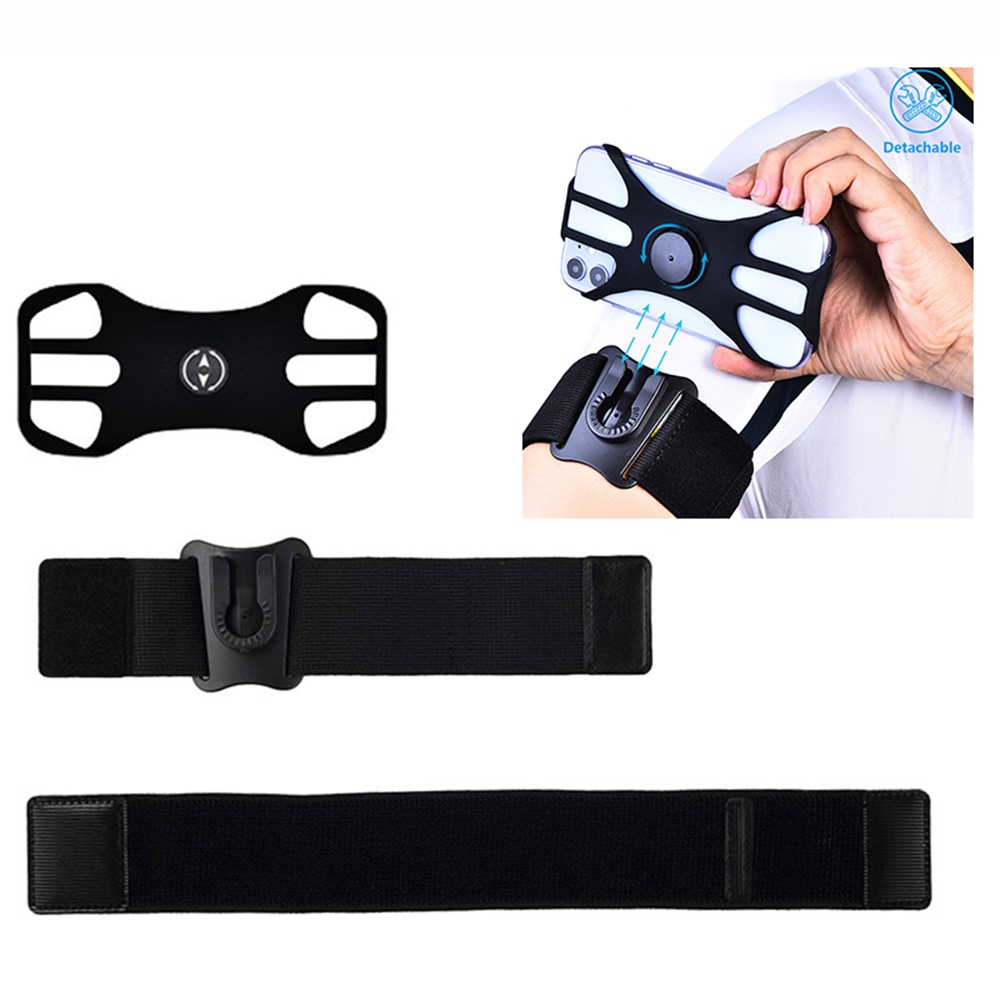 4"-7" Phone Holder Armband Detachable Rotary Phone Clamp Cycling Running Sports Wristband with 2 Nylon Straps-1