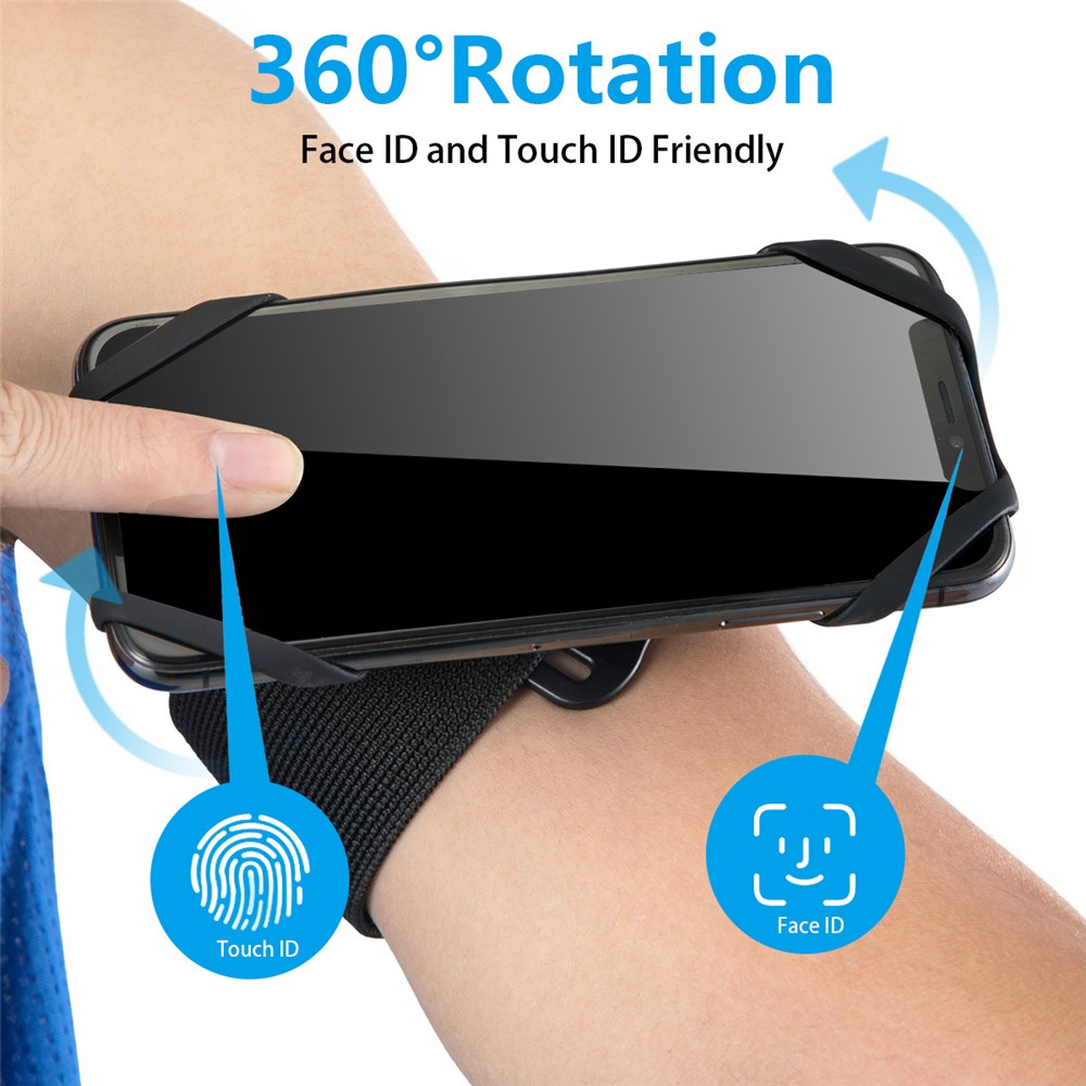 4"-7" Phone Holder Armband Detachable Rotary Phone Clamp Cycling Running Sports Wristband with 2 Nylon Straps-2