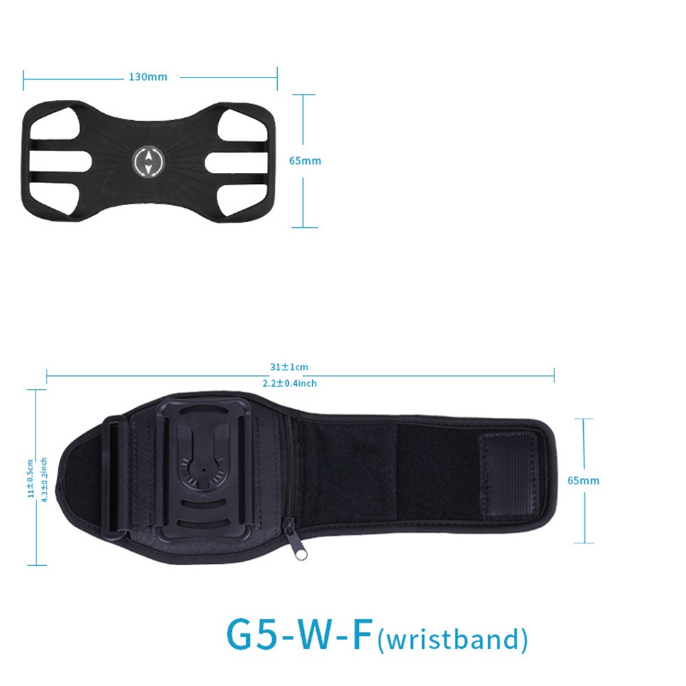 4.5"-7" Phones Armband Detachable Rotary Phone Holder Adjustable Wrist Bag for Outdoor Sports - Four Clamps/Black-3
