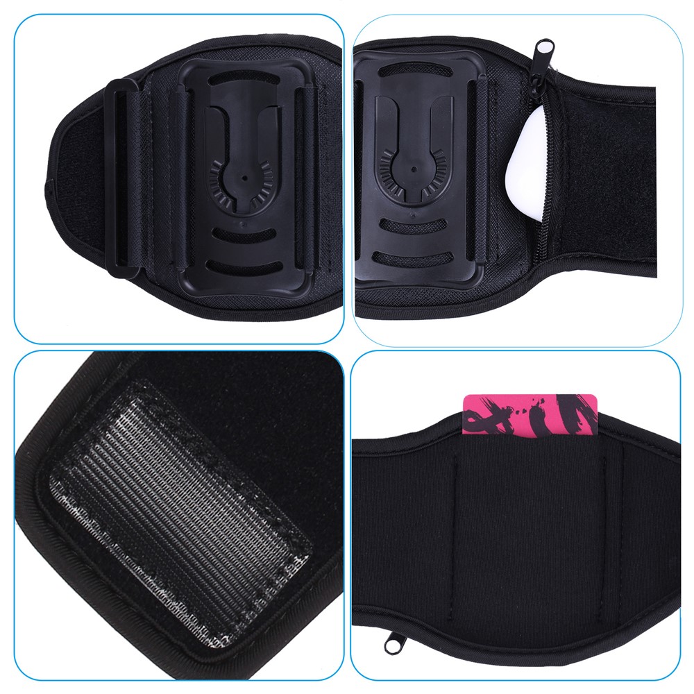 4.5"-7" Phones Armband Detachable Rotary Phone Holder Adjustable Wrist Bag for Outdoor Sports - Four Clamps/Black-8