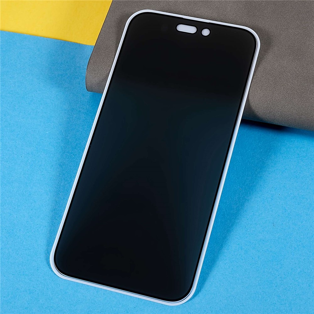 For iPhone 14 Pro Max 6.7 inch Full Glue Silk Printing Full Covering Anti-spy Tempered Glass Phone Screen Protector-3