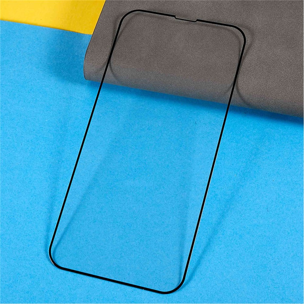 Phone Screen Film for iPhone 14 Max/13 Pro Max 6.7 inch, Full Covering Silk Printing 9H Full Glue Tempered Glass Protector with Purple Back Protection Plate-4