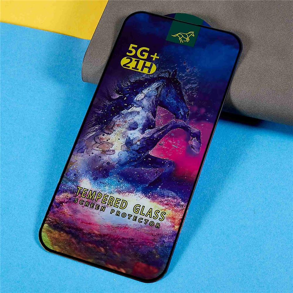 For iPhone 14 Pro Max 6.7 inch Anti-scratch Full Glue Tempered Glass 9H Full Covering Silk Printing Phone Screen Protector with Pattern Printing Back Protection Plate-3