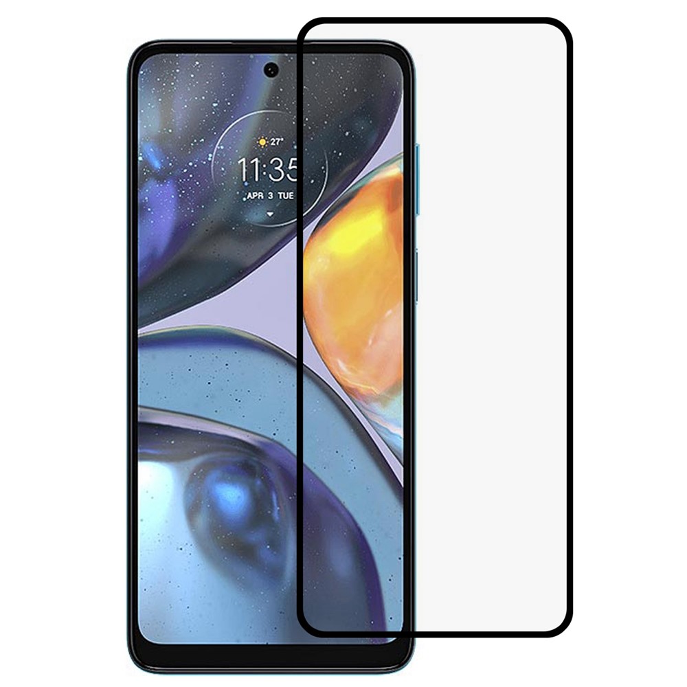 For Motorola Moto G22 Anti-explosion Full Glue Silk Printing Tempered Glass Full Covering Cell Phone Screen Protector-1