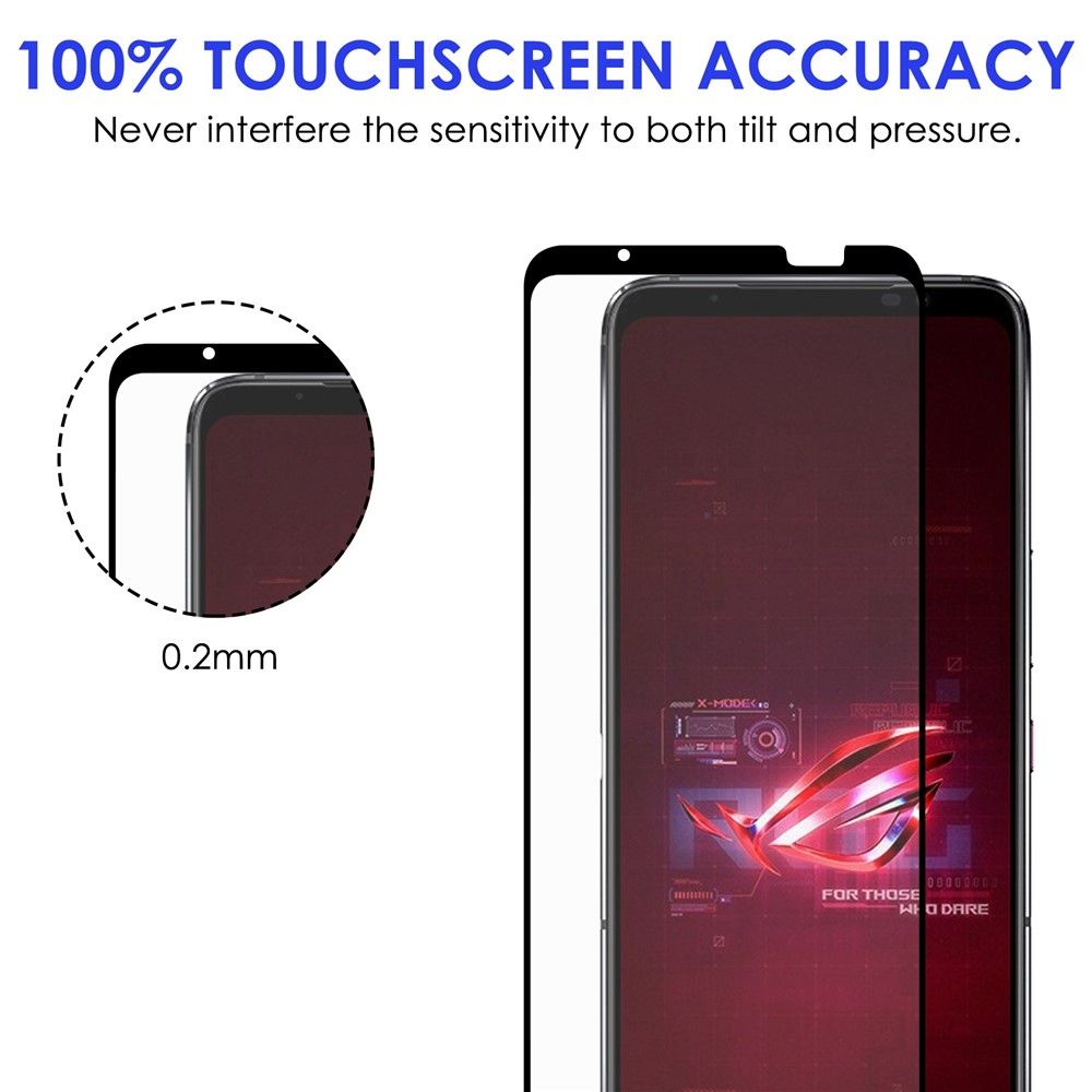 AGC Tempered Glass Film for Asus ROG Phone 6 5G, Full Glue Full Cover Shatter-proof Black Edge Screen Protector-5