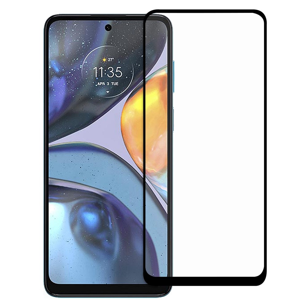 AGC Glass Screen Protector for Motorola Moto G22, Anti-explosion Full Cover Full Glue Black Edge Tempered Glass Film-1