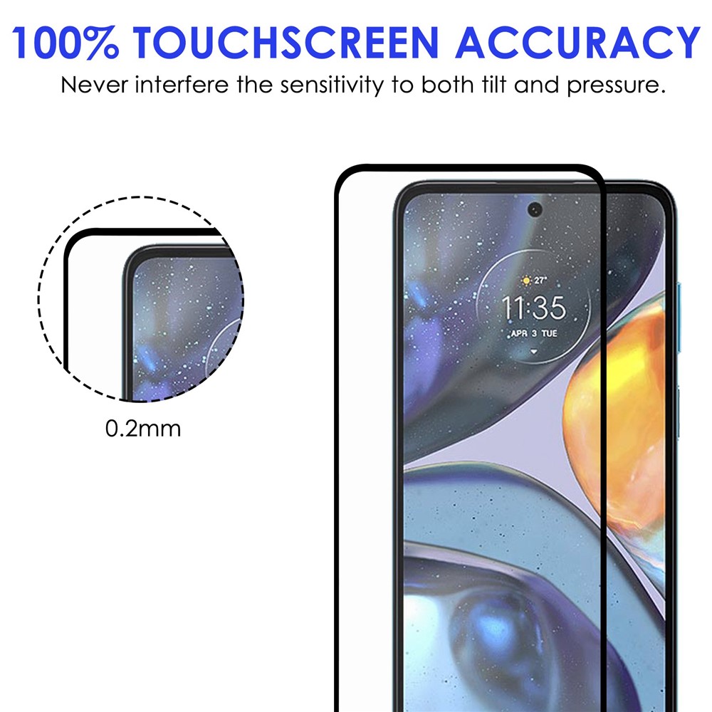 AGC Glass Screen Protector for Motorola Moto G22, Anti-explosion Full Cover Full Glue Black Edge Tempered Glass Film-5