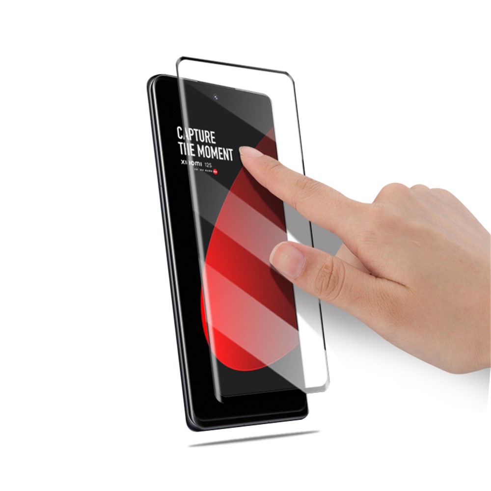AMORUS For Xiaomi 12 5G / 12X 5G / 12S 5G Full Screen Protector Tempered Glass 3D Curved Edges Full Glue Screen Film Silk Printing Edge - Black-3
