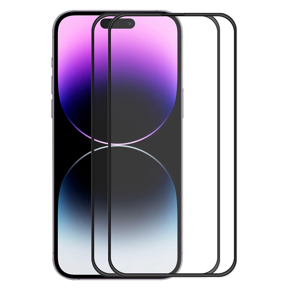 ENKAY HAT PRINCE 2Pcs / Pack for iPhone 14 Pro Max 6.7 inch Tempered Glass Film Full Glue Full Screen Protector with Anti-drop Edge-1