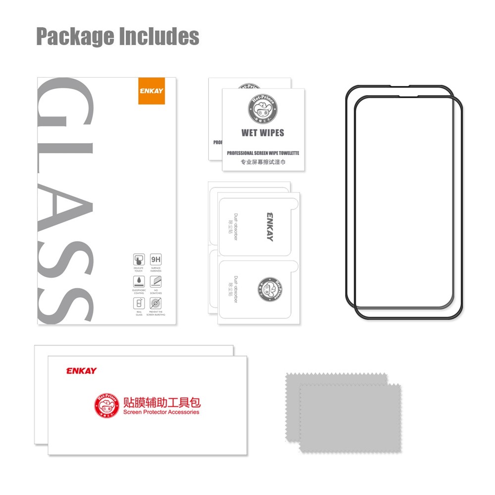 ENKAY HAT PRINCE 2Pcs / Pack for iPhone 14 Pro 6.1 inch Tempered Glass Full Screen Protector Anti-drop Edge Full Glue Film-6