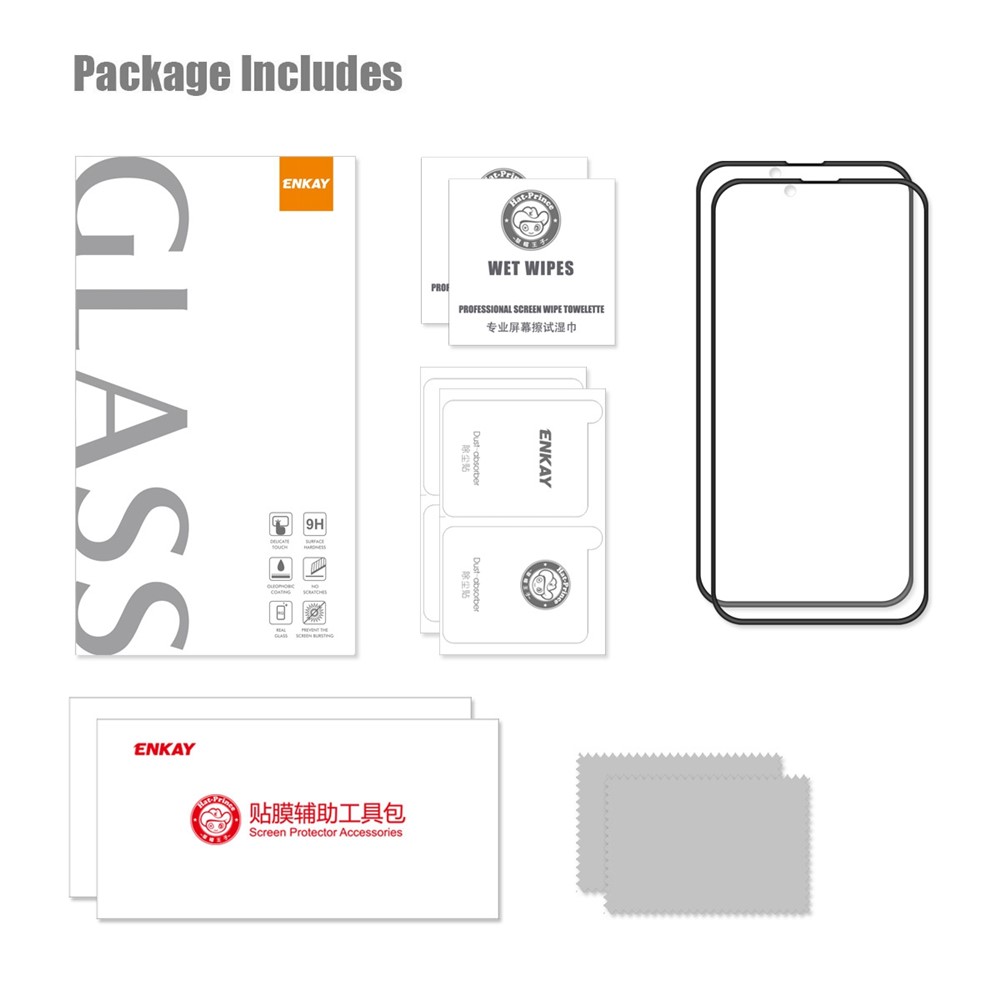 ENKAY HAT PRINCE 2Pcs / Pack for iPhone 14 6.1 inch Full Screen Protector Full Glue Anti-drop Edge HD Clear Tempered Glass Film-6
