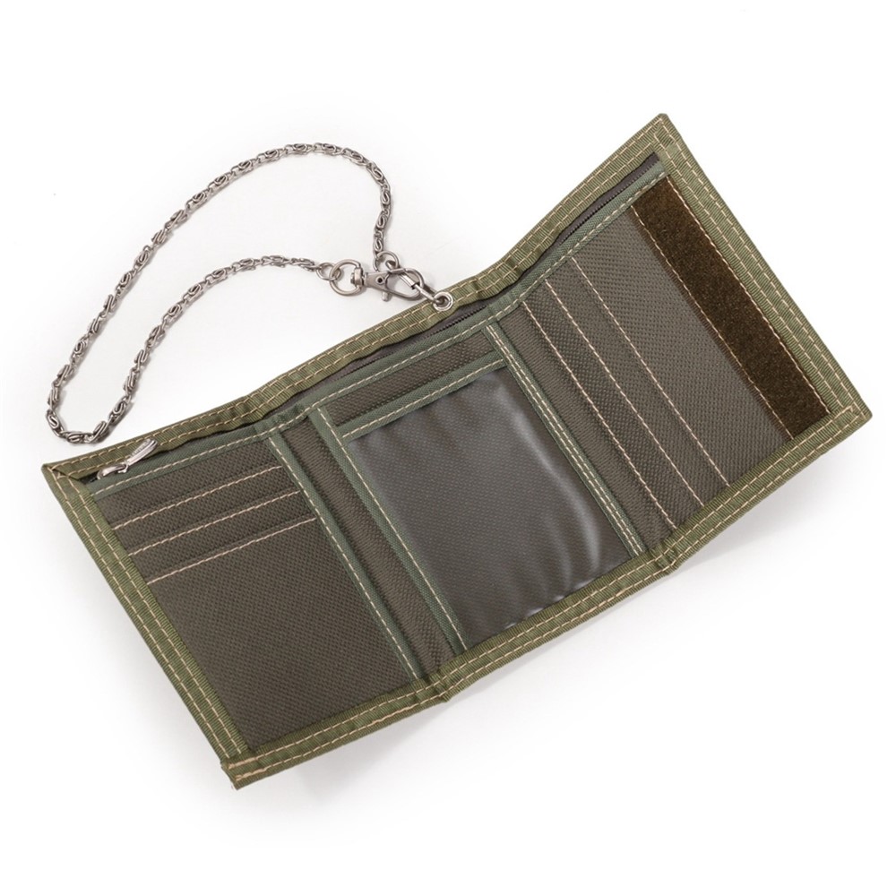 JEMINAL 1314 Geometry Pattern Cloth Short Wallet Men Women Tri-fold Card Holder Coin Purse with Strap - Green-3