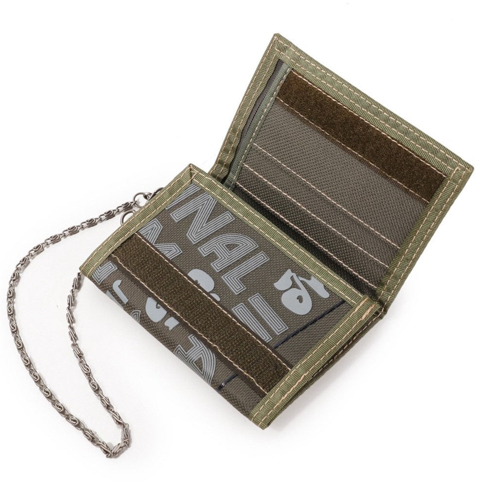 JEMINAL 1314 Geometry Pattern Cloth Short Wallet Men Women Tri-fold Card Holder Coin Purse with Strap - Green-5