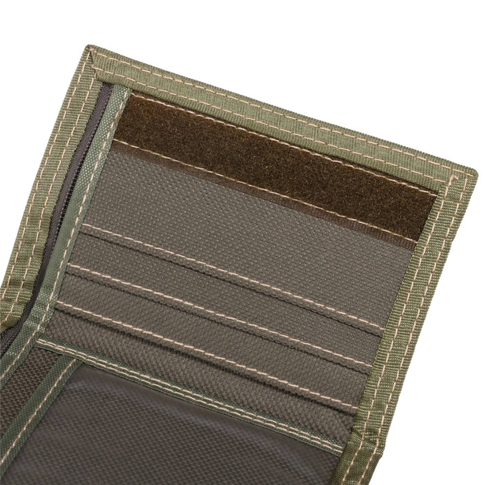 JEMINAL 1314 Geometry Pattern Cloth Short Wallet Men Women Tri-fold Card Holder Coin Purse with Strap - Green-6