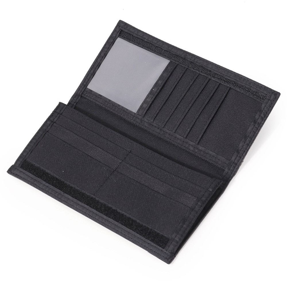 JEMINAL 21705 Men Canvas Long Wallet Multifunctional Card Cash Money Holder Bi-fold Purse - Black-2