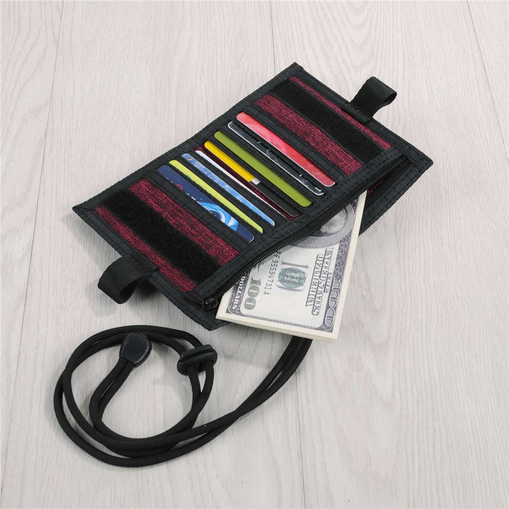 JEMINAL 32139 Canvas Neck Strap ID Card Holder Badge Holder Adjustable Lanyard - Wine Red-3