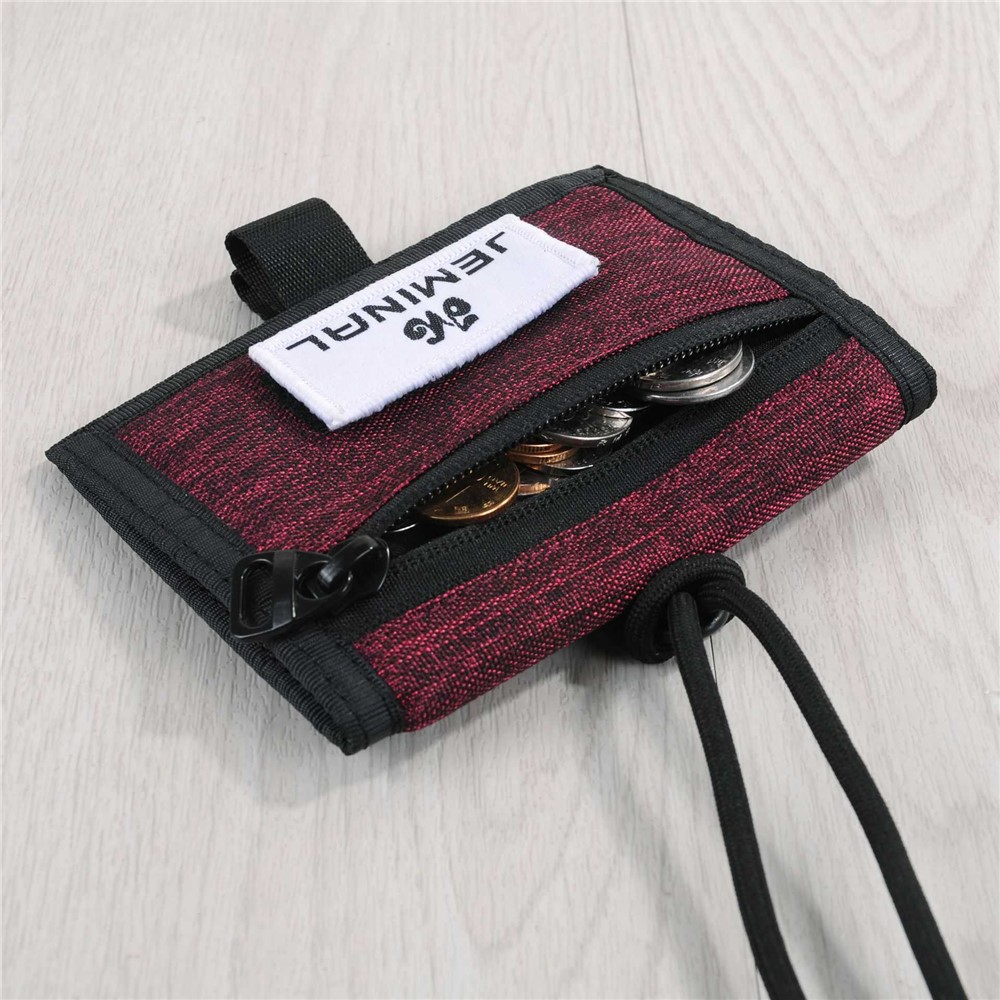 JEMINAL 32139 Canvas Neck Strap ID Card Holder Badge Holder Adjustable Lanyard - Wine Red-4